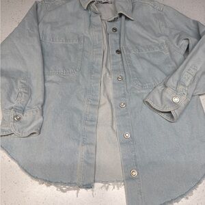 Zara Soft Blue Denim Top